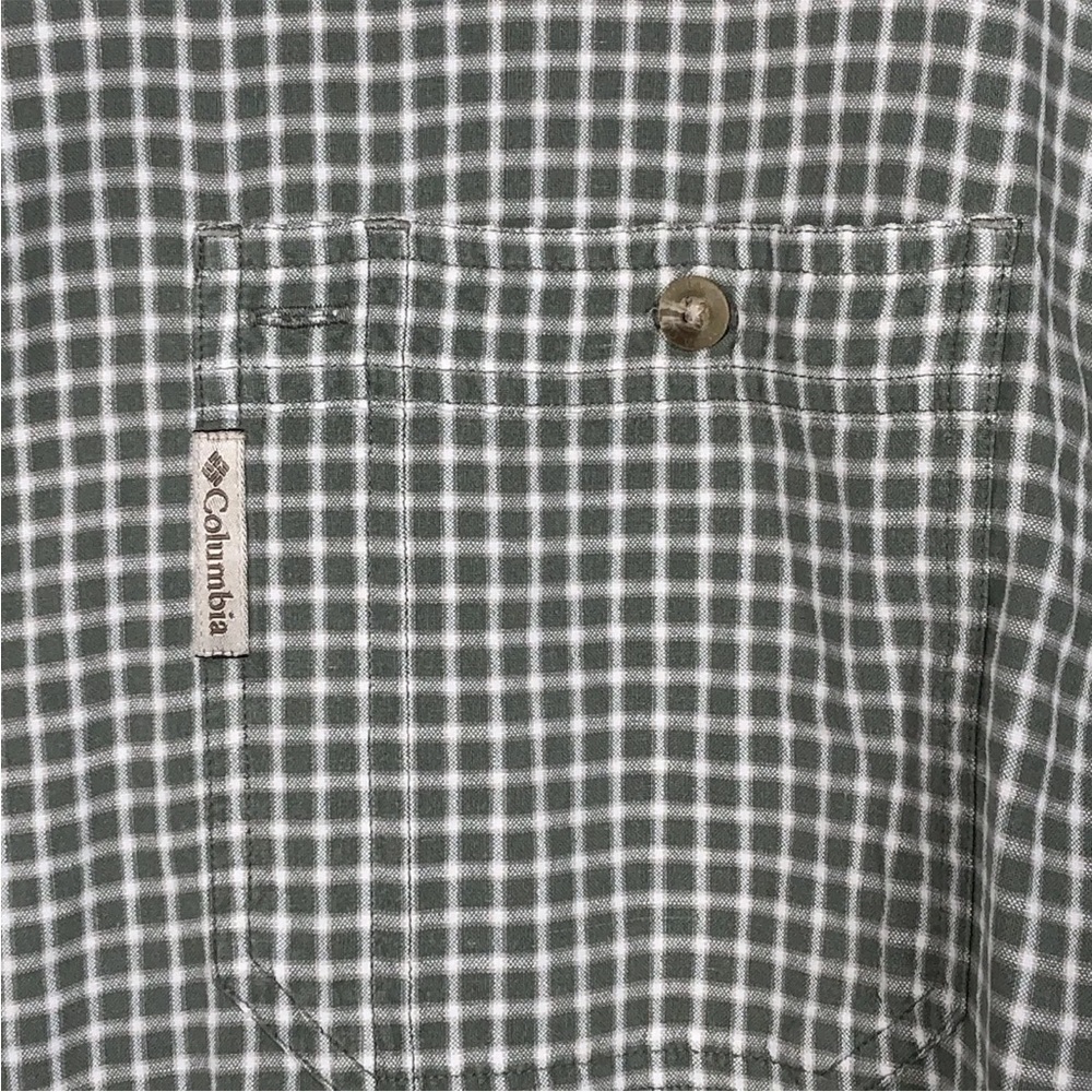 Columbia Shirt Mens XL Green White Checkered Button Down Short Sleeve - Picture 5 of 9